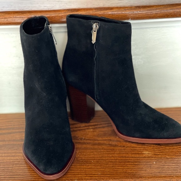 Sam Edelman Blake Ankle Boots Black Heel Suede EUC - Sz 7.5 - Picture 1 of 5